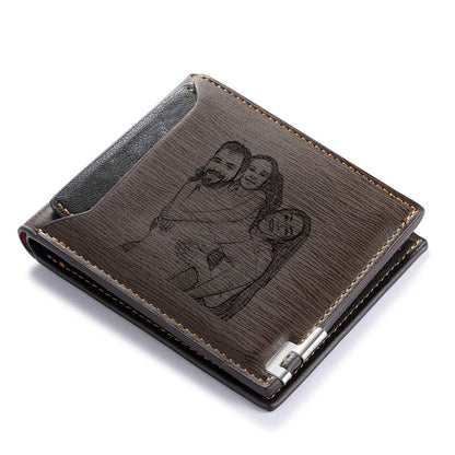 Custom Wallets for Men Personalized Leather Photo Wallet Fathers Day Gift for Dad Boyfriend