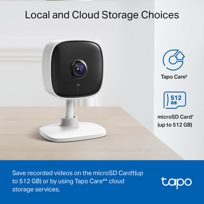 Tapo 1080P Indoor Wired Security Camera - Works as a Baby Monitor & Pet Camera, Motion Detection, 2-Way Audio, Siren, Night Vision, Subscription-Free Local Storage or Optional Cloud, C101