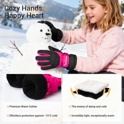 ThxToms Kinder Winterhandschuhe Wasserdichte Ski-Snowboardhandschuhe für Outdoor-Sportarten, Jungen und Mädchen Kaltwetter-Fahrradhandschuhe
