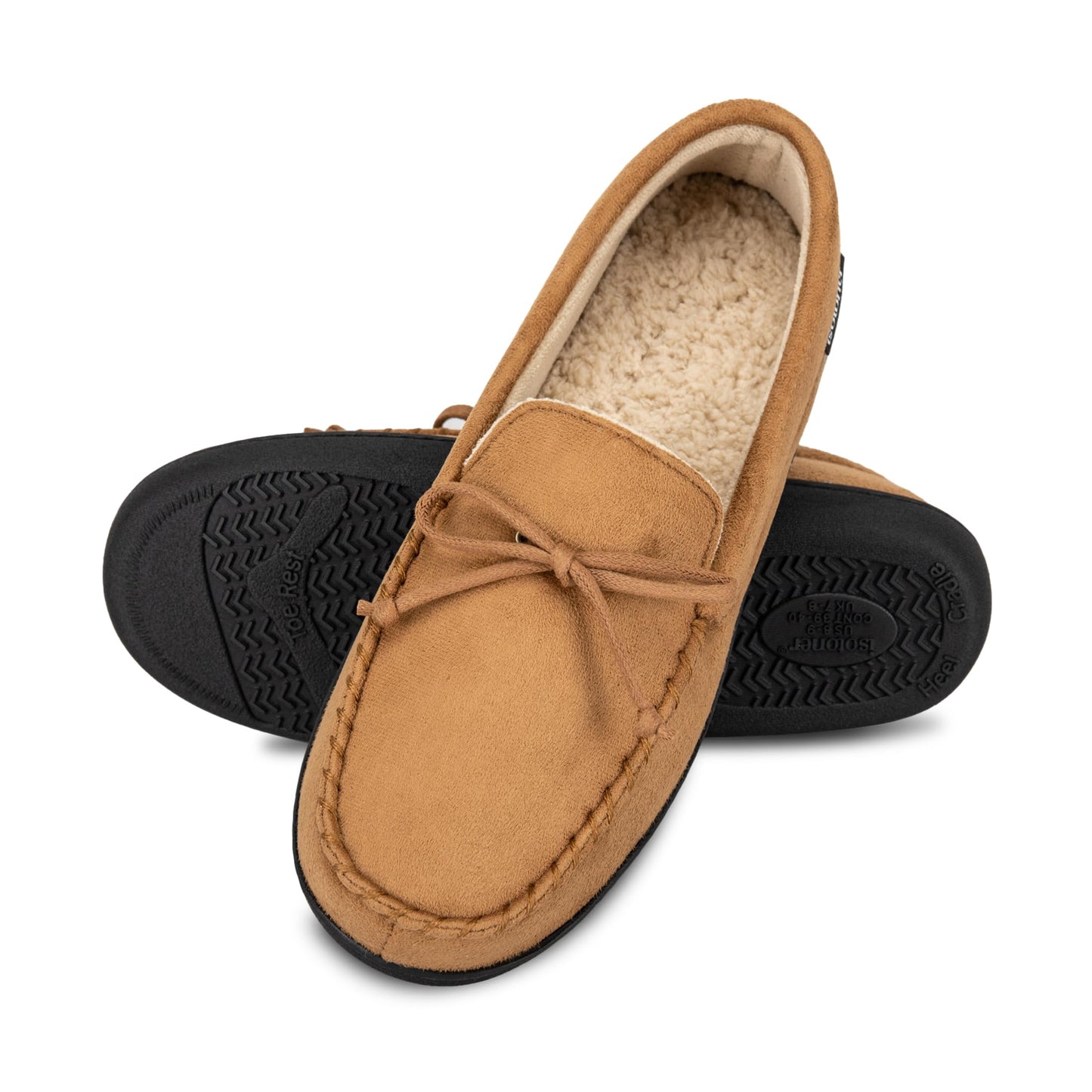 isotoner Men's Slip-on Indoor/Outdoor Microsuede Memory Foam Comfort Moccasin Slippers
