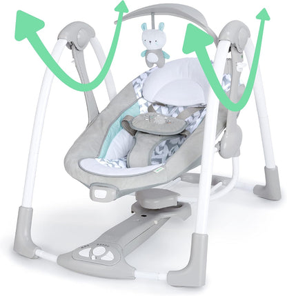 Ingenuity ConvertMe 2-in-1 Kompakte tragbare automatische Babyschaukel & Babysitz, batteriebetriebene Vibrationen, Naturgeräusche, 0-9 Monate 2,7-9 kg (Raylan)
