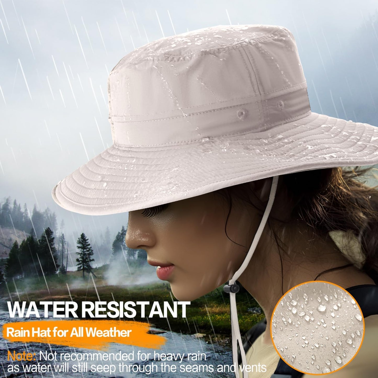Sonnenhut für Herren und Damen UPF 50+ Schutz – Breiter Krempenhut für Outdoor-Wandern, Wasserabweisender faltbarer Hut zum Angeln