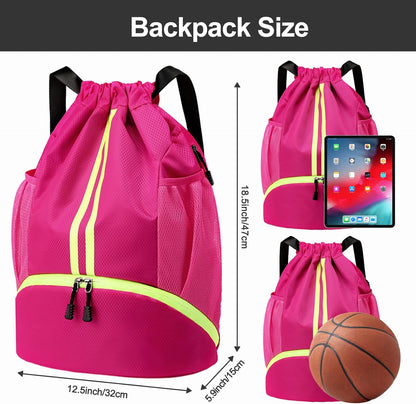 Hoedia Sports-Kordelzugrucksack – Schwimm-Turnbeutel mit Schuhfach und wasserdichter Tasche für Damen und Herren