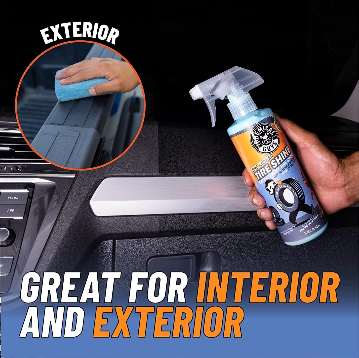 Chemical Guys Tire Kicker Sprayable Extra Glossy Reifenglanz (Wirkt auf Gummi, Vinyl & Kunststoff), Ideal für Autos, LKWs, SUVs, Motorräder, Wohnmobile & Mehr, 473 ml
