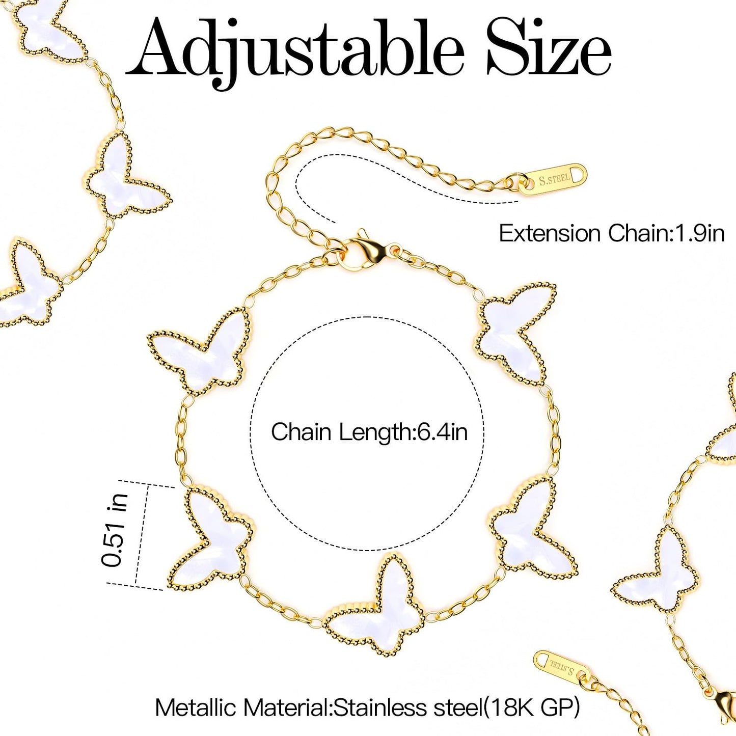AICase 18K Gold Plated Clover Bracelet Dupes Gold/White/Black Bracelet Set for Women Flower Leaf Lucky Clover Bracelets Trendy Jewelry Birthday Gifts for Women/MoM/Friends
