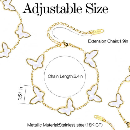 AICase 18K Gold Plated Clover Bracelet Dupes Gold/White/Black Bracelet Set for Women Flower Leaf Lucky Clover Bracelets Trendy Jewelry Birthday Gifts for Women/MoM/Friends