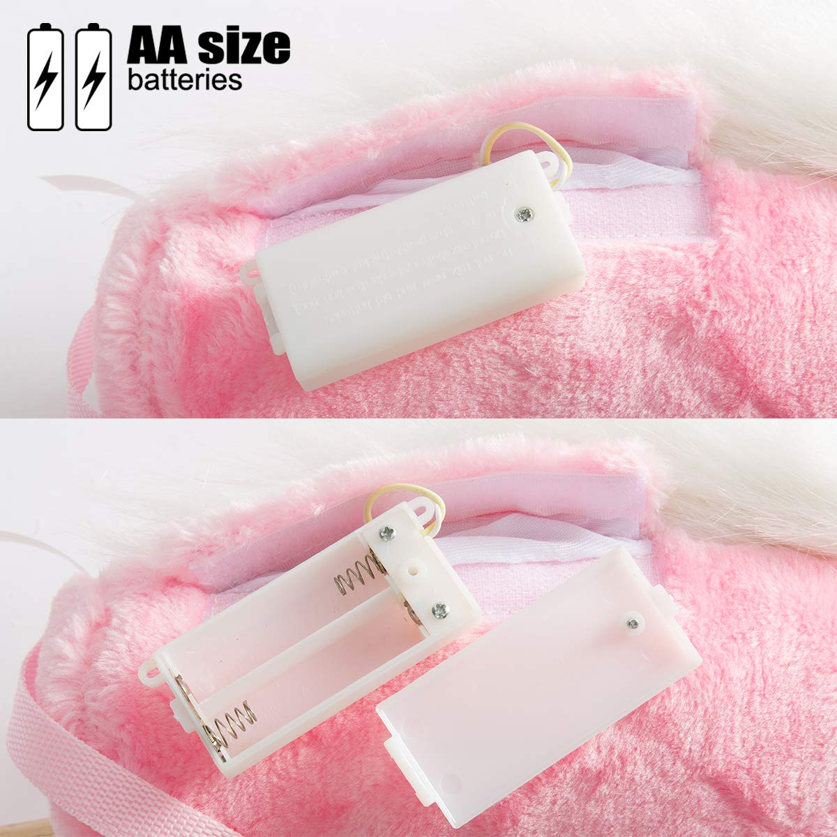 HollyHOME Plüsch Einhorn Steckenpferd mit Holzrädern Echten Pony Wiehern und Galoppieren Geräuschen Plüschtier Rosa 94 cm (AA Batterien Benötigt)