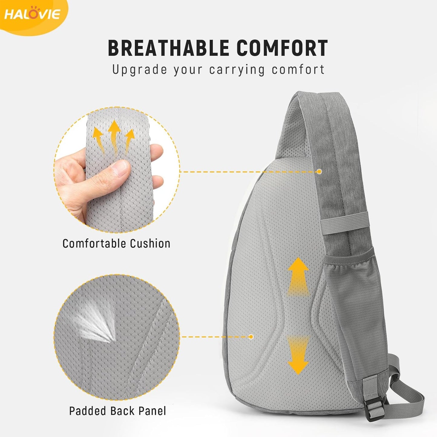 HALOVIE Anti-Diebstahl Sling Bag RFID-Reise-Sling-Rucksack Leichtgewicht Wander-Umhängetasche Brusttasche zum Spazierengehen Arbeiten