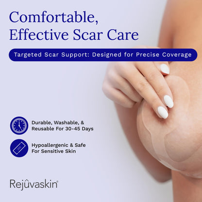 Rejuvaskin Scar Heal Kit for Breast Scars, Soften, Flatten, Reduce and Recover, Silicone Sheeting, RejuvaSil Gel & Medical Tape, Breast Anchor Pair