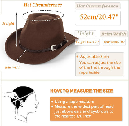 Cowboyhut für Jungen Mädchen Western Filzhut Fedora für Kinder 3-6 Jahre