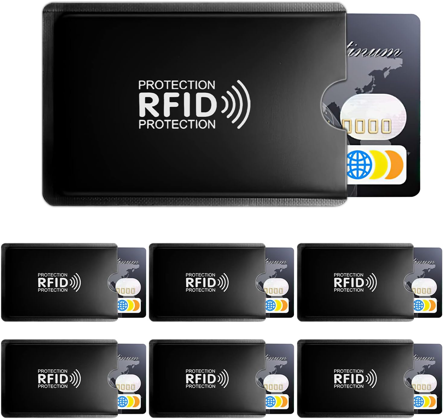 Credit Card Protector, 20 Pcs RFID Blocking Sleeves, Identity Card Protector for Credit Card, Debit Card, Metro Card, Passport, Black, 9,2 x 6.2cm