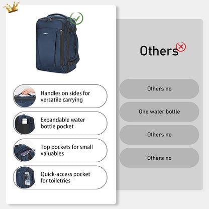 ECOHUB 16'' Reise-Rucksack Handgepäck Unterseat-Rucksack Persönlicher Gegenstand Flugzeug-Reisetasche mit 13 Taschen Handgepäck Flaschenhalter USB-Ladeanschluss Casual Daypack für Frauen Männer Schwarz