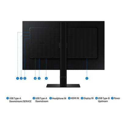 SAMSUNG 27" ViewFinity S6 (S60UD) Series QHD High Resolution Computer Monitor, 100Hz, HDR10, USB-C, Built-In LAN Port, Daisy Chain Support, Easy Setup, Height Adjustable Stand, LS27D606UANXGO, 2024