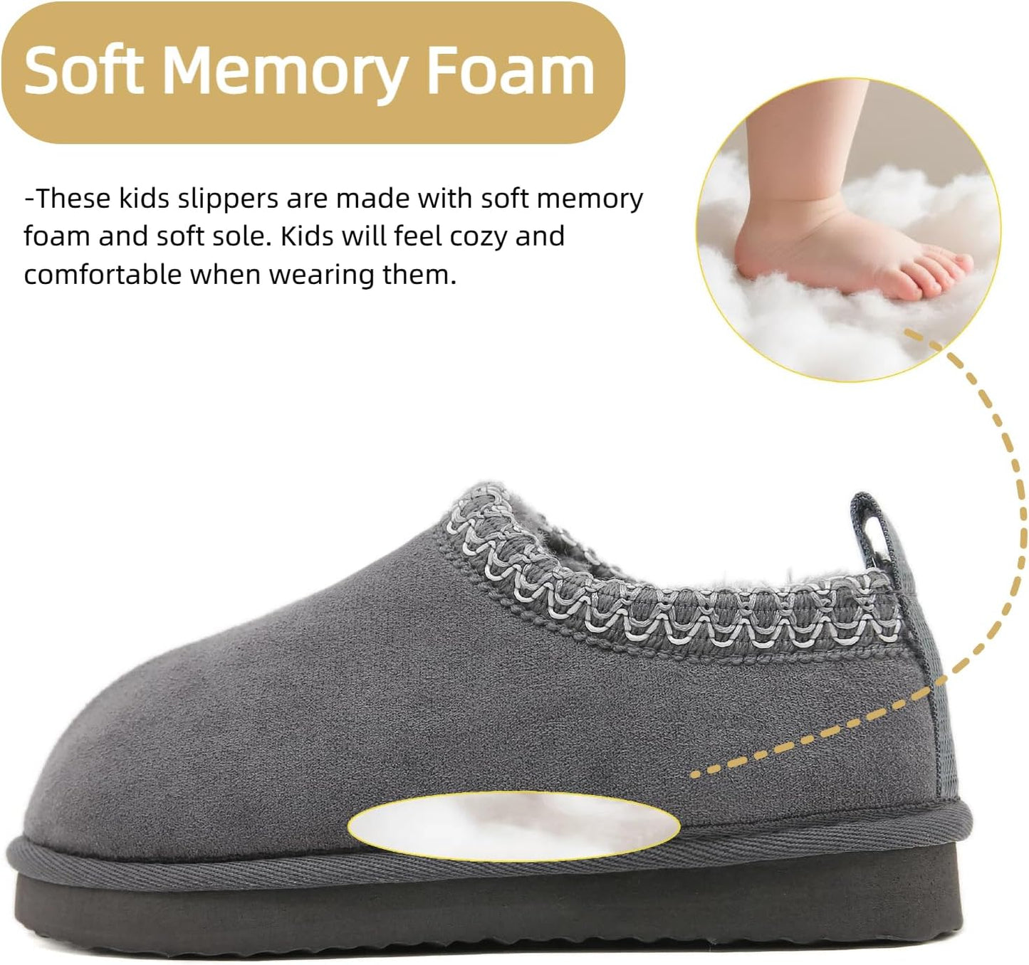 SMajong Kinder Hausschuhe Plüsch Warm Mädchen Flauschige Hausschuhe Jungen Plateau Pantoffeln Slip-on Schuhe Winter Innen Außen