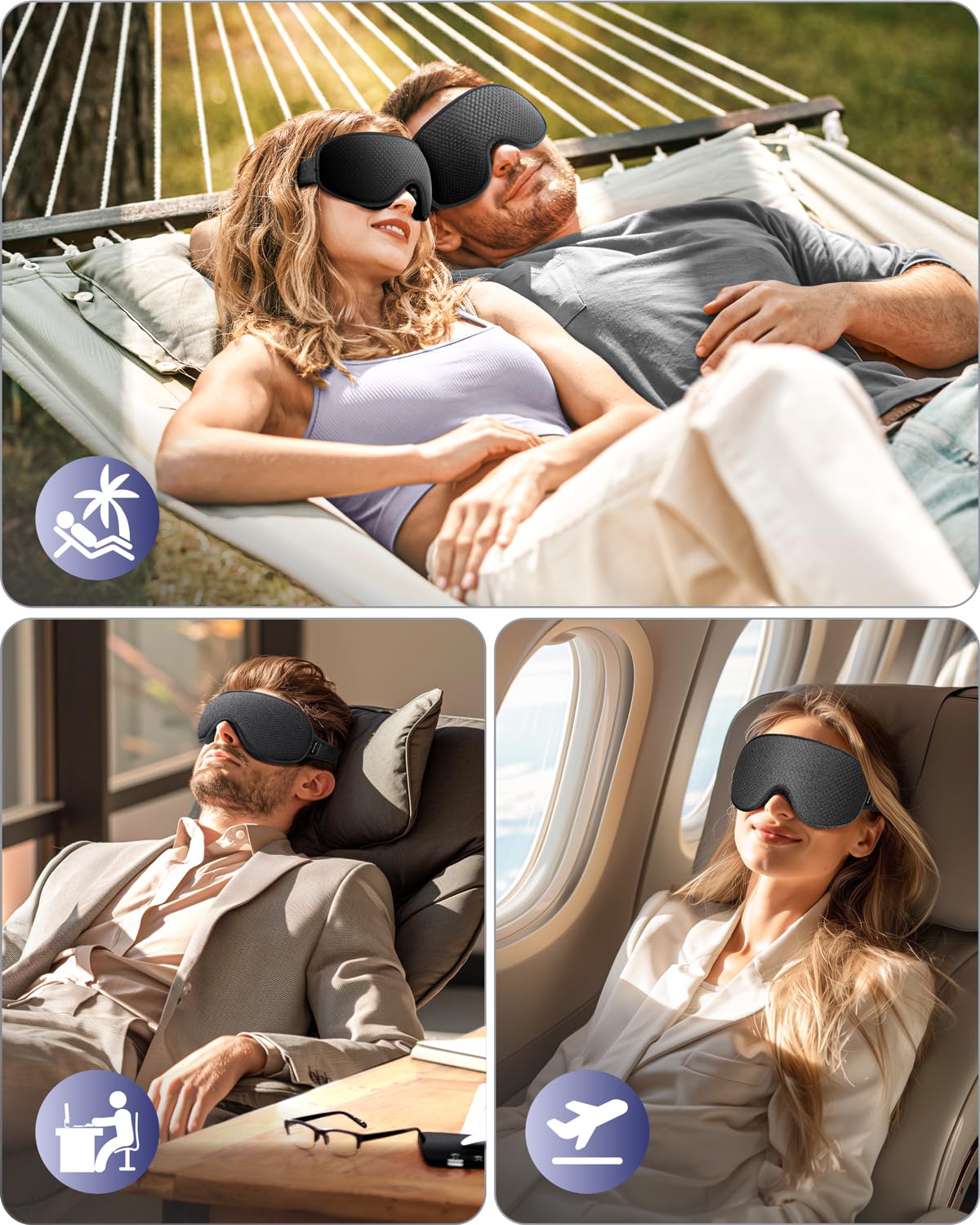WAOAW Schlafmaske für Damen und Herren: Verdunkelungs-Augenmasken zum Schlafen – 3D atmungsaktive, weiche, bequeme Augenmaske für Reisen – verstellbare, lichtblockierende Nachtmasken zum Schlafen