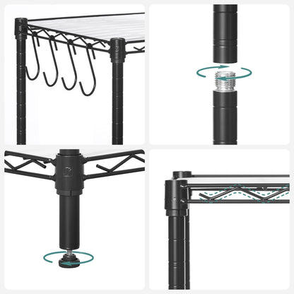 SONGMICS Storage Shelf, Small Metal Wire Shelving Unit, Adjustable Shelves, for Small Spaces, Garage, Bedroom, Living Room, Kitchen, Pantry, 5 Tier, 11.8 x 11.8 x 47.6 Inches, Ink Black ULGR123BH01