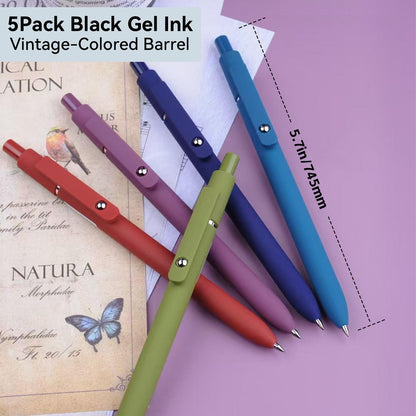 ACEES Gel Pens, 6 Pcs 0.5mm Fine Point Black Ink Pen With Smooth Writing, Office Desk Accessories, Writing Supplies Gifts for Men Women, Quick Dry Pens Ballpoint For Journaling, Black/Gray/White