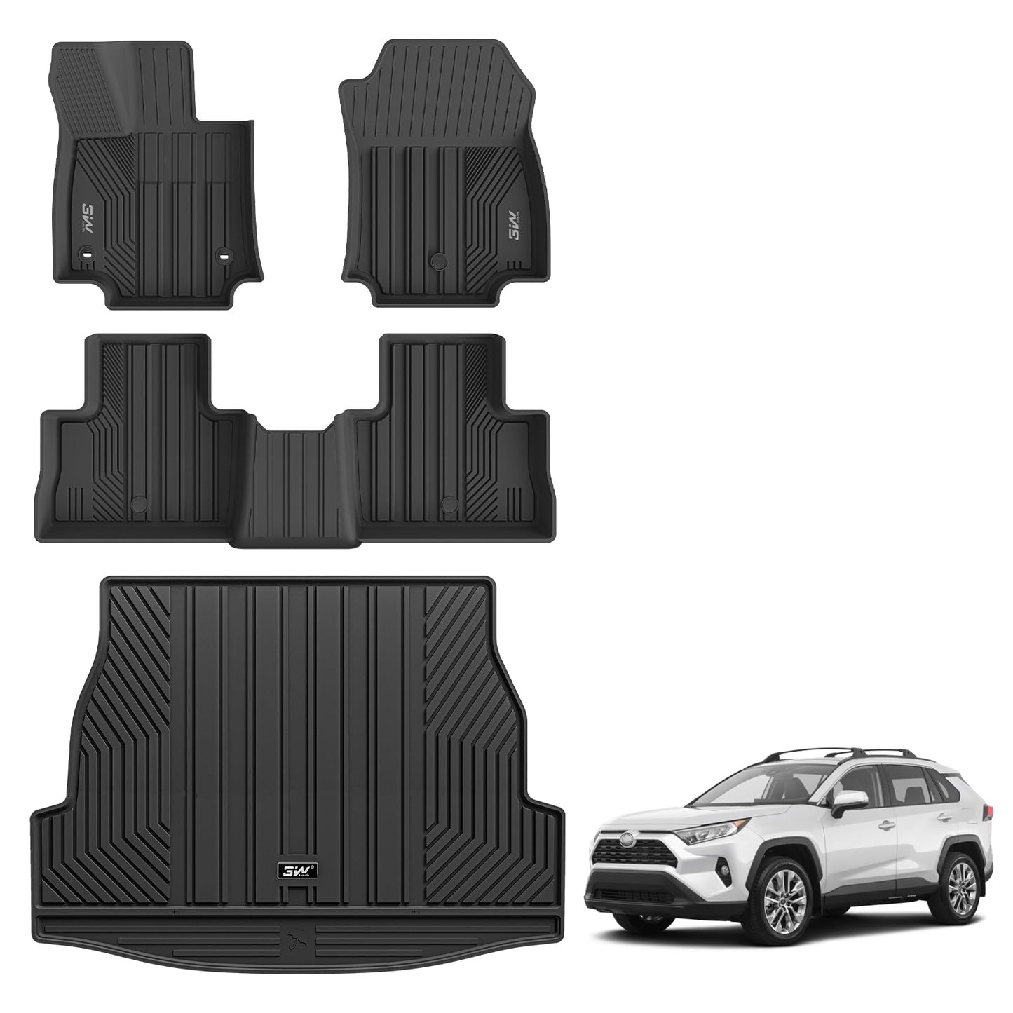 3W Floor Mats for Toyota Tacoma 2024 2025 2026 Double Cab Auto Tran(Not Fit Hybrid & XtraCab), TPE All Weather Custom Fit Floor Liner for Tacoma TRD/SR/SR5/limited Car Liners.