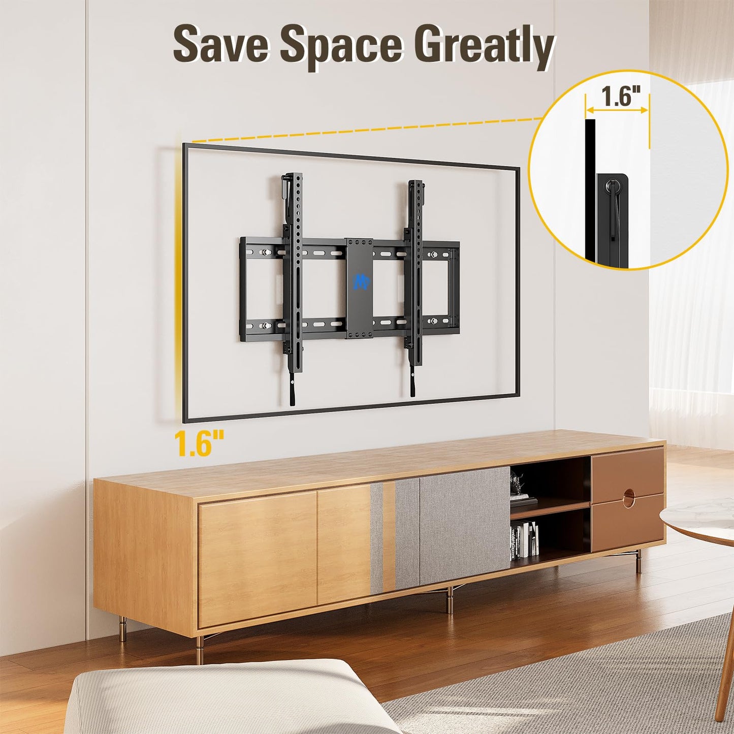 Mounting Dream TV-Wandhalterung für die meisten 37-75-Zoll-Fernseher, universelle neigbare TV-Halterung passend für 16", 18", 24" Ständer mit Tragkraft 132lbs, Max Vesa 600 x 400mm, flache TV-Wandhalterung mit niedrigem Profil