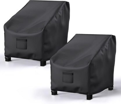 Patio Chair Covers for Outdoor Furniture Waterproof 2 Pack, Lawn Chair Covers 600D Heavy Duty Oxford Cloth, Large Covers for Lounge Lawn Deep Seat 38" W x 31" D x 29" H-Brown