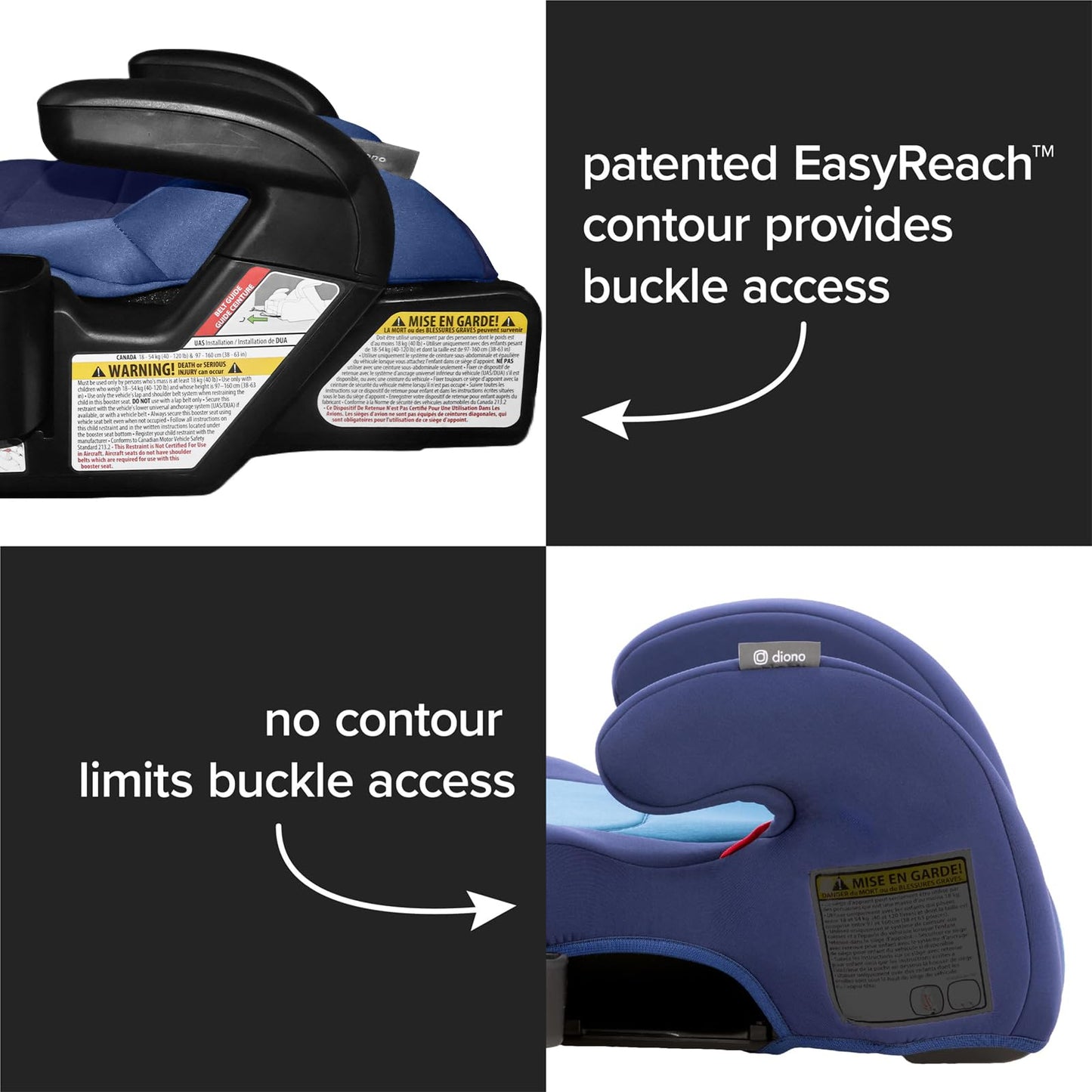 Diono Connect3 RXT Backless Booster, Slim Fit 3-Across in Many Mid-Sized Sedans and SUVs, for Children from 40-120 lbs., Lightweight with Latch connectors