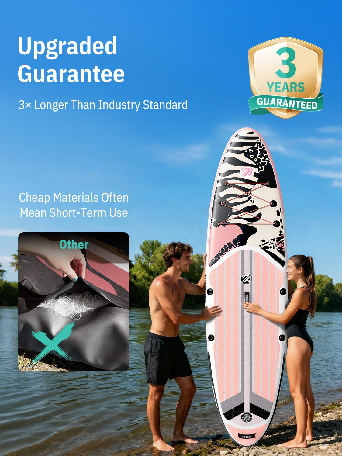 Niphean Inflatable Stand Up Paddle Board with SUP Accessories, Anti-Slip EVA Deck, 10’6’’ Inflatable Paddle Boards for Adults & Youth of All Skill Levels