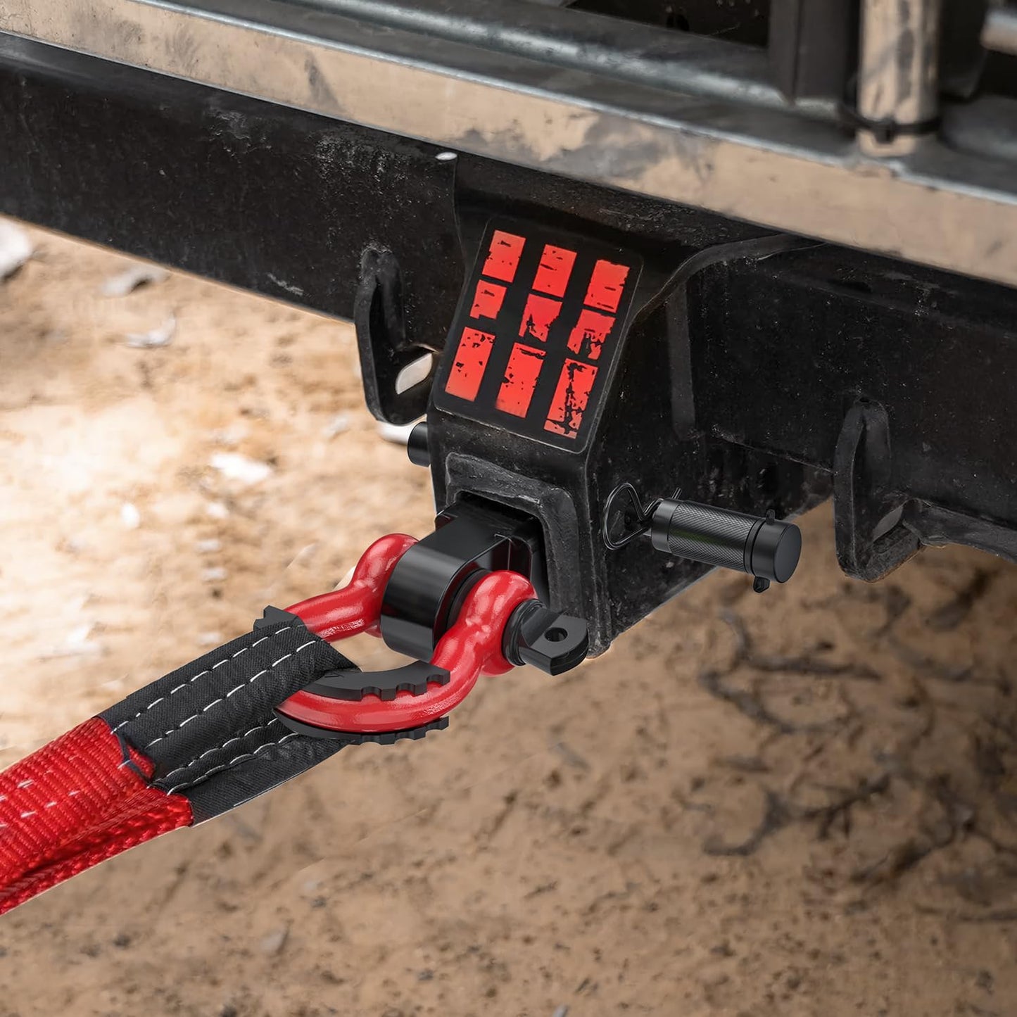 Nilight Anti-Theft Shackle Hitch Receiver 2Inch 45000 LBs Breaking Strength 3/4" Anti-Theft D Ring Shackle 5/8" Trailer Hitch Lock Pin Heavy Duty Solid Towing Kit for Trucks Off Road (Black)