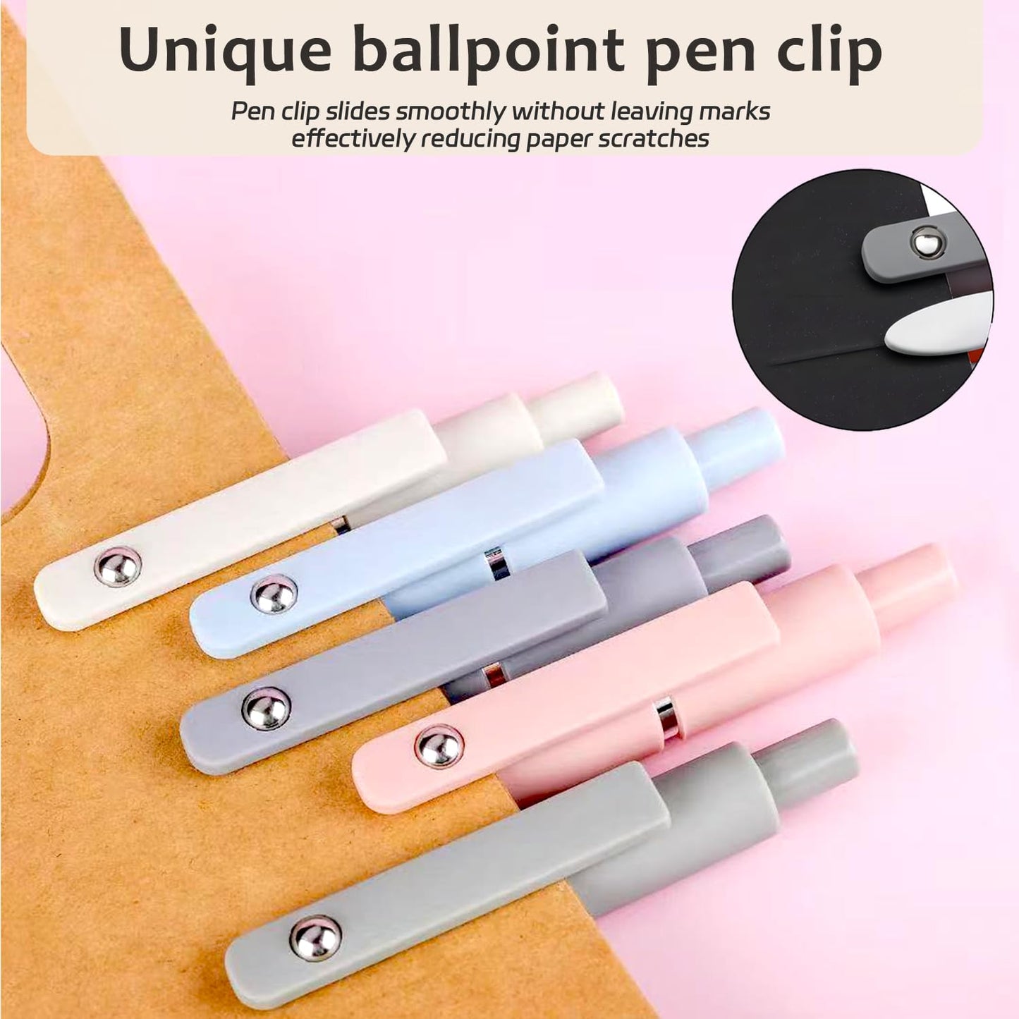 ACEES Gel Pens, 6 Pcs 0.5mm Fine Point Black Ink Pen With Smooth Writing, Office Desk Accessories, Writing Supplies Gifts for Men Women, Quick Dry Pens Ballpoint For Journaling, Black/Gray/White