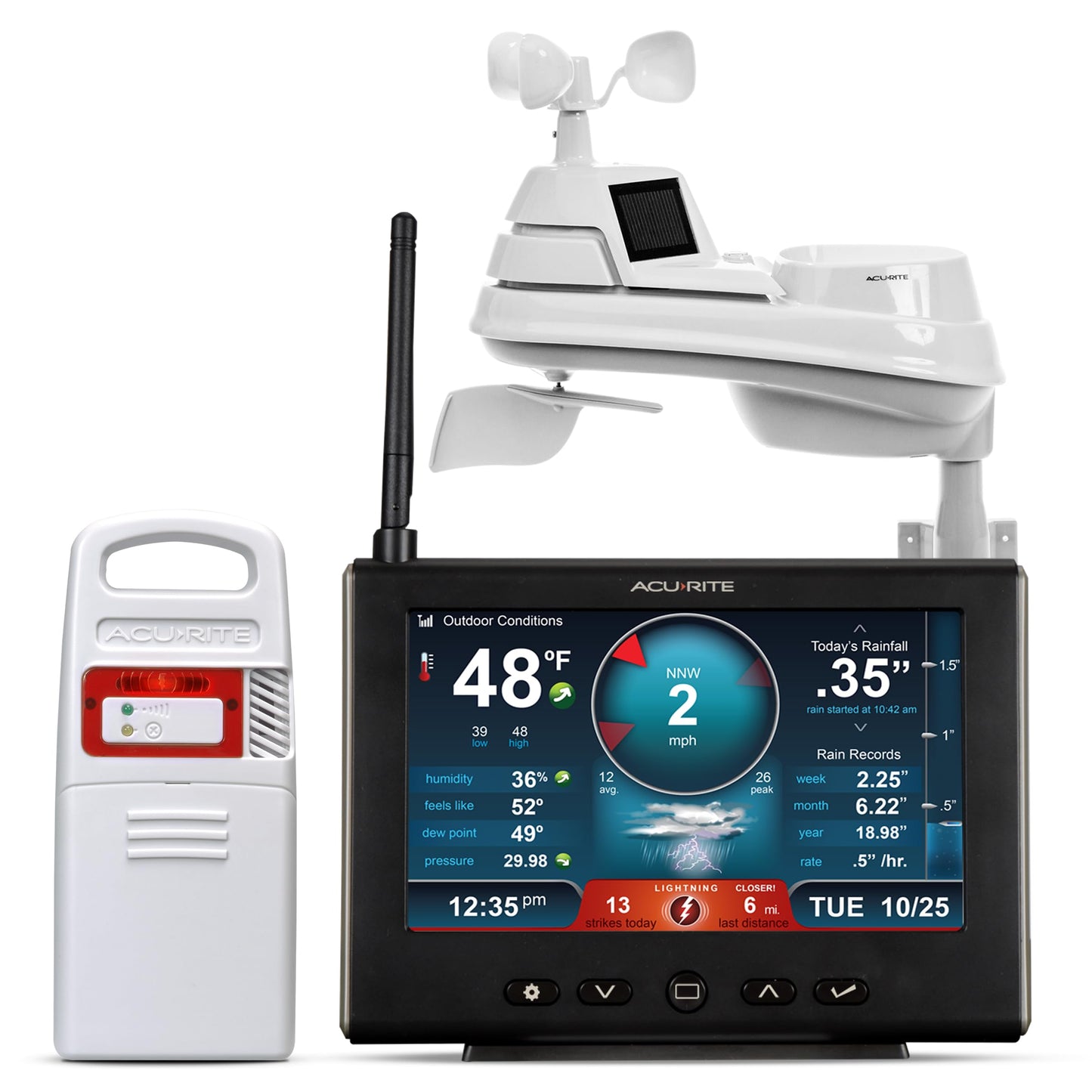 AcuRite Iris Weather Station with Rain Gauge and Wind Speed/Direction, Indoor Outdoor Thermometer Wireless Outdoor Sensor for Temperature and Humidity, and HD Display with Built-In Barometer (01535M)