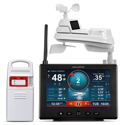 AcuRite Iris Weather Station with Rain Gauge and Wind Speed/Direction, Indoor Outdoor Thermometer Wireless Outdoor Sensor for Temperature and Humidity, and HD Display with Built-In Barometer (01535M)