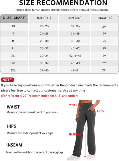 VOOVEEYA Yogahosen für Damen mit Taschen, gerade geschnittene Hose mit weitem Bein, hochtaillierte Business-Hose, petite/regulär//lang