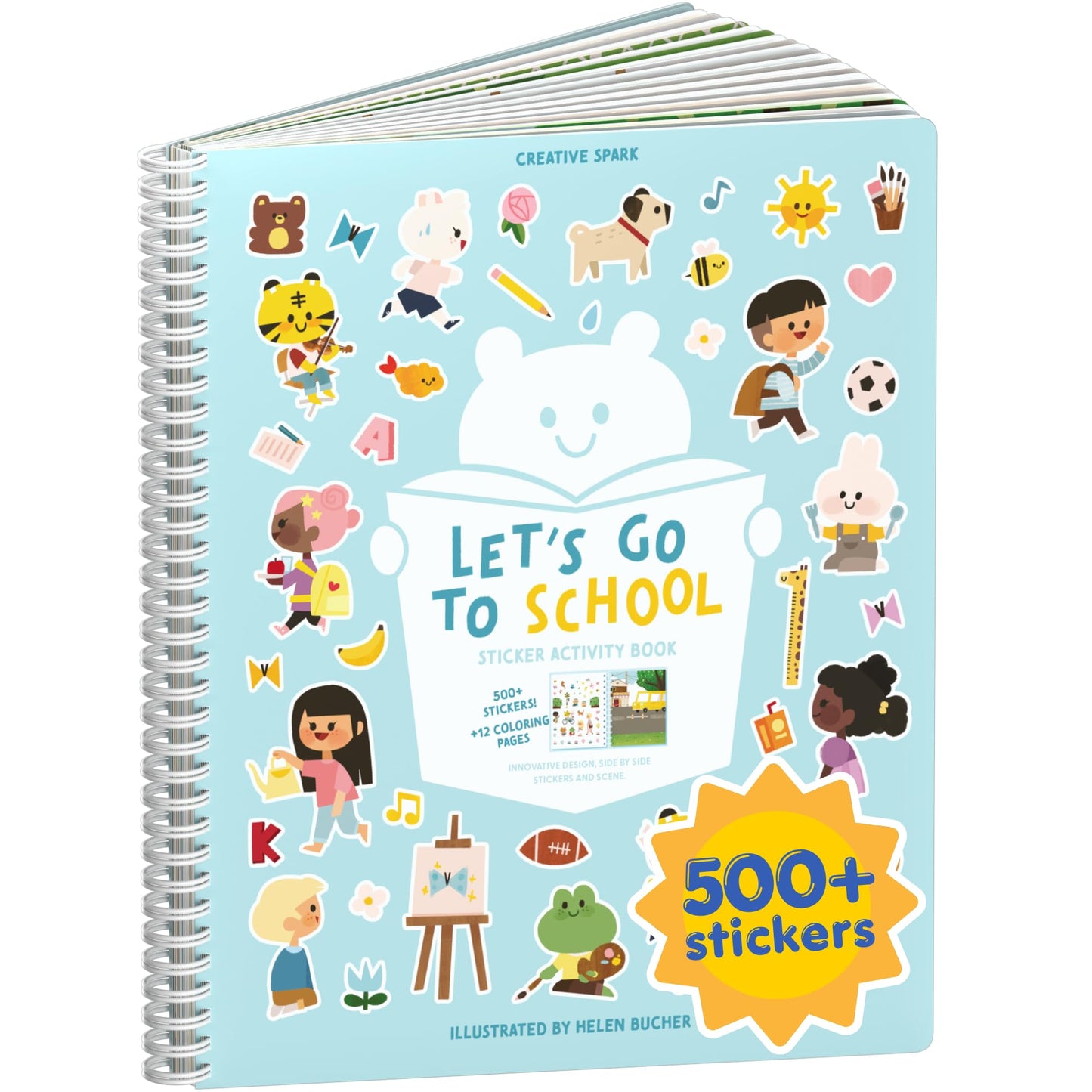 CUPKIN Animals Habitat 500+ Kids Sticker Book Toddler Airplane Travel Activity Coloring and Sticker Book, Road Trip Essentials, 12 Coloring Pages + 12 Scenes for Ages 2–8 Years