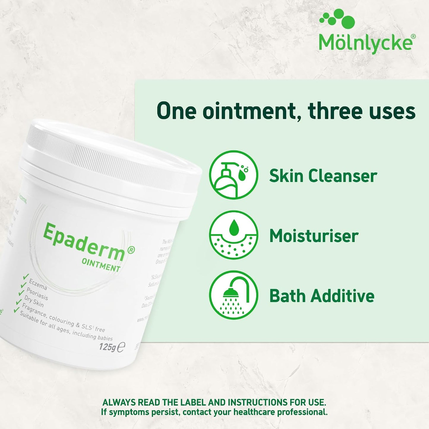 Epaderm Ointment for Eczema, Psoriasis and Dry Skin 1kg tub | 3-in-1 emollient formulated with clinically proven ingredients | Free from fragrance, colour, steroids, sodium lauryl sulphate (SLS) | Suitable for all ages, including babies