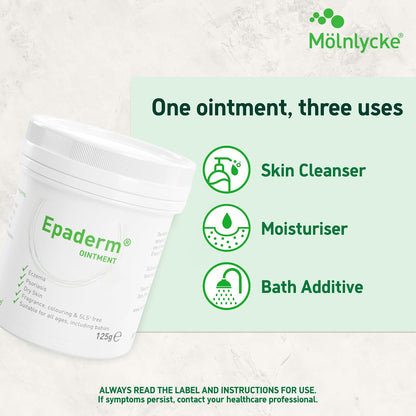 Epaderm Ointment for Eczema, Psoriasis and Dry Skin 1kg tub | 3-in-1 emollient formulated with clinically proven ingredients | Free from fragrance, colour, steroids, sodium lauryl sulphate (SLS) | Suitable for all ages, including babies