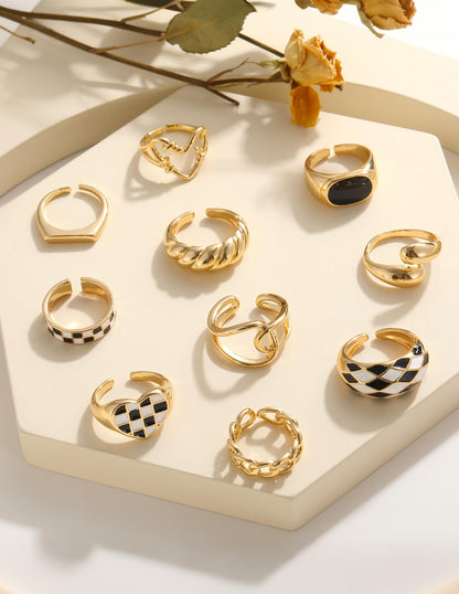 YEEZII Chunky Gold Rings for Women Non Tarnish, 18K Gold Plated Stackable Thumb Ring, Statement Women Rings Set