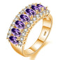 Uloveido Women's Gold Plated 7 Stones Eternity Band Ring Half Moon Design Wedding Bands with Oval CZ J501