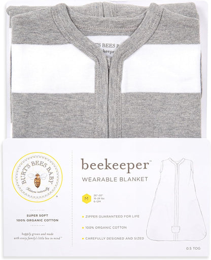 Burt's Bees Baby Infant Wearable Blanket, Organic Cotton Unisex Beekeeper - Light Weight 0.5 TOG or Medium Weight 1.5 TOG