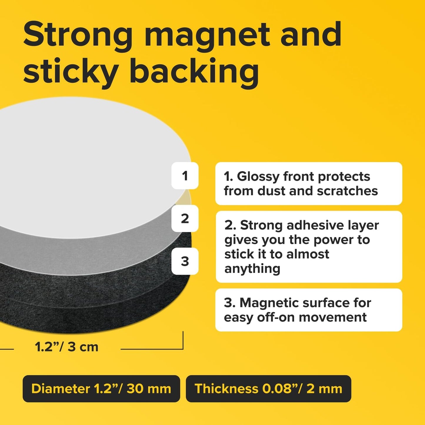 Runde, flexible Magnete mit Klebefläche – (120 Stk. 2x0,2cm) Magnetpunkte für Whiteboard, Kühlschrank – Sticker für Planung und Organisation – Ein Muss für Lehrer – Unterrichtsmaterial