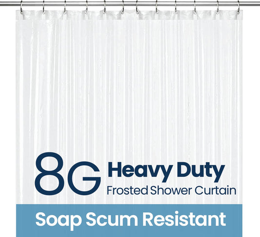 LiBa PEVA 8G Bathroom Shower Curtain Liner, 72" W x 72" H, Frosted, 8G Heavy Duty Waterproof Shower Curtain Liner