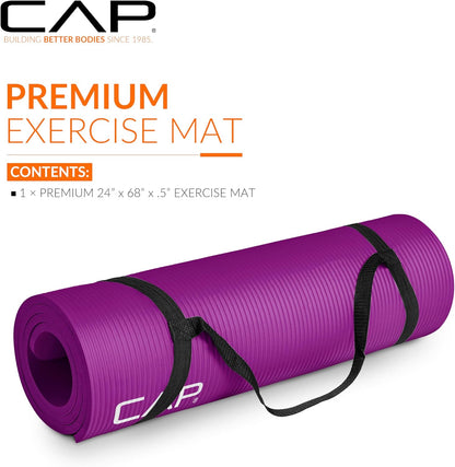 CAP Barbell Yogamatte mit hoher Dichte, 1,27 cm, mit Tragegurt | Mehrere Optionen