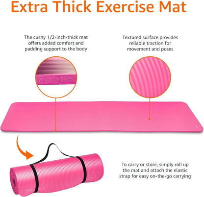 Amazon Basics Dicke Übungs-Yogamatte mit Tragegurt