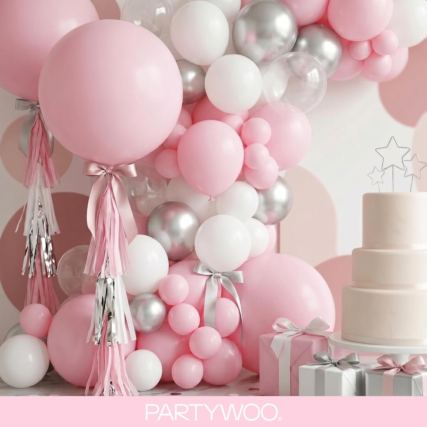 PartyWoo Light Pink Balloons 100 pcs Different Sizes of 36 18 12 10 5 Inch Pastel Baby Pale Pink Balloon Arch Kit Garland for Baby Shower Valentine's Day Princess Birthday Party Decorations Pink-Y48