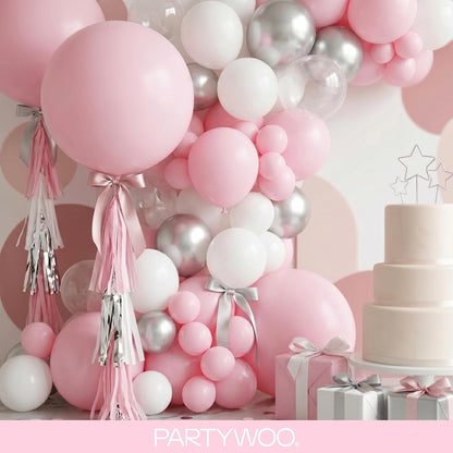 PartyWoo Light Pink Balloons 100 pcs Different Sizes of 36 18 12 10 5 Inch Pastel Baby Pale Pink Balloon Arch Kit Garland for Baby Shower Valentine's Day Princess Birthday Party Decorations Pink-Y48