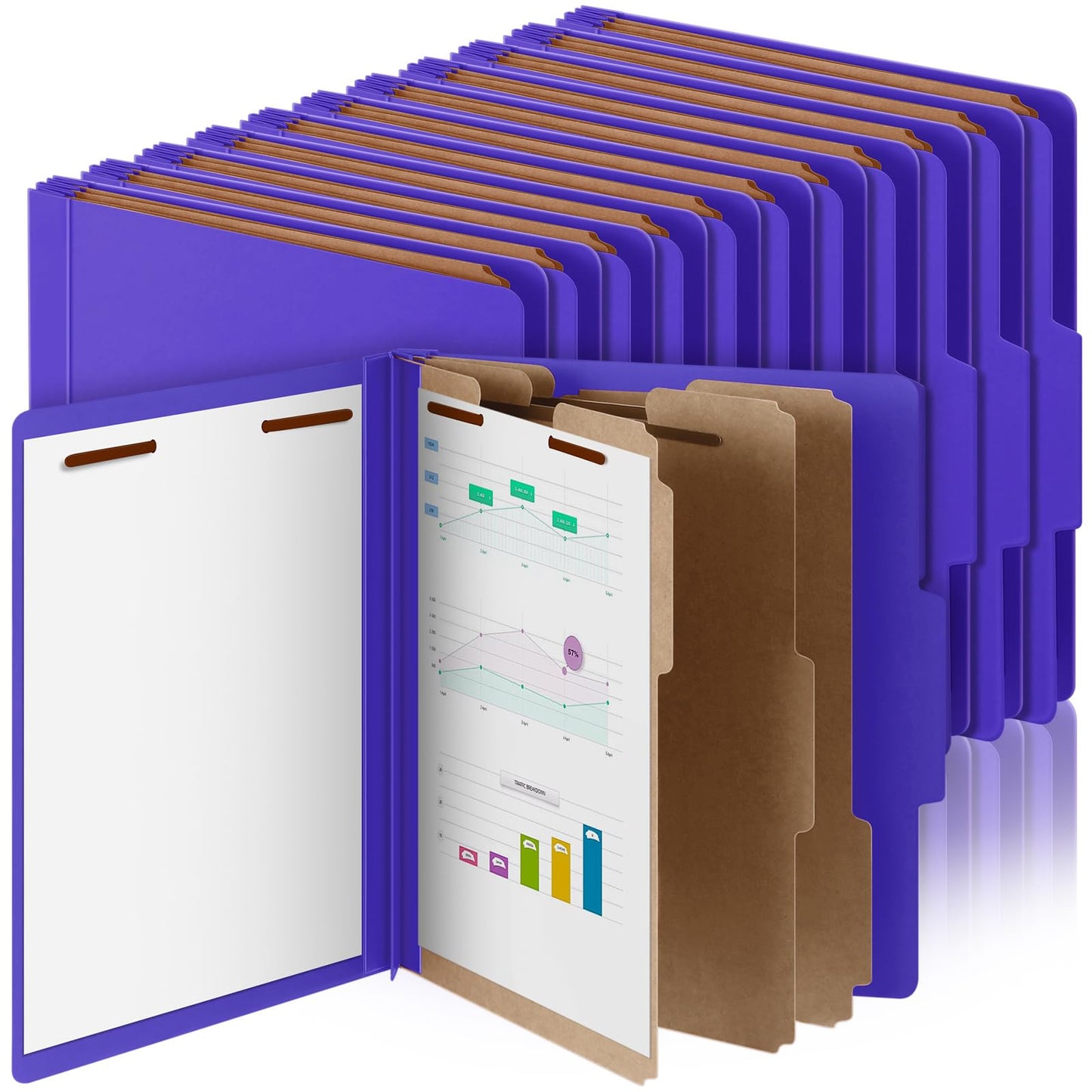 Skyygemm 24 Pcs Classification Folders Letter Size, 3 Divider Pressboard File Folder with Fasteners, Expanding File Organizer Bulk for School Teachers, Office Employee, Coworker, Staff (Yellow)