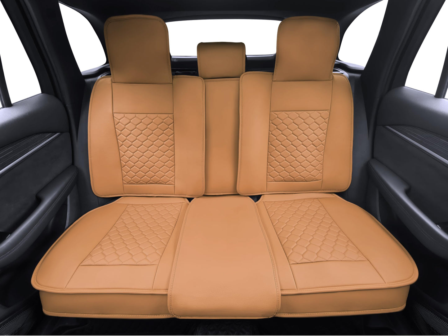 Elantrip 2PCs Front Car Seat Covers Leather Water Proof Seat Protector Universal fit for Most Cars SUVs and Trucks Black