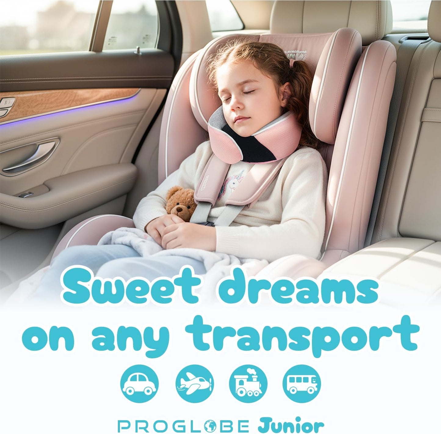 Proglobe Orthopädisches Nackenkissen Reise-Nackenkissen für Flugzeuge, Memory Foam Kit, aktualisiertes Ruhematerial, Flugreise-Set mit 3D-konturierter Augenmaske, Ohrstöpseln und luxuriösem Netzbeutel (Grau)
