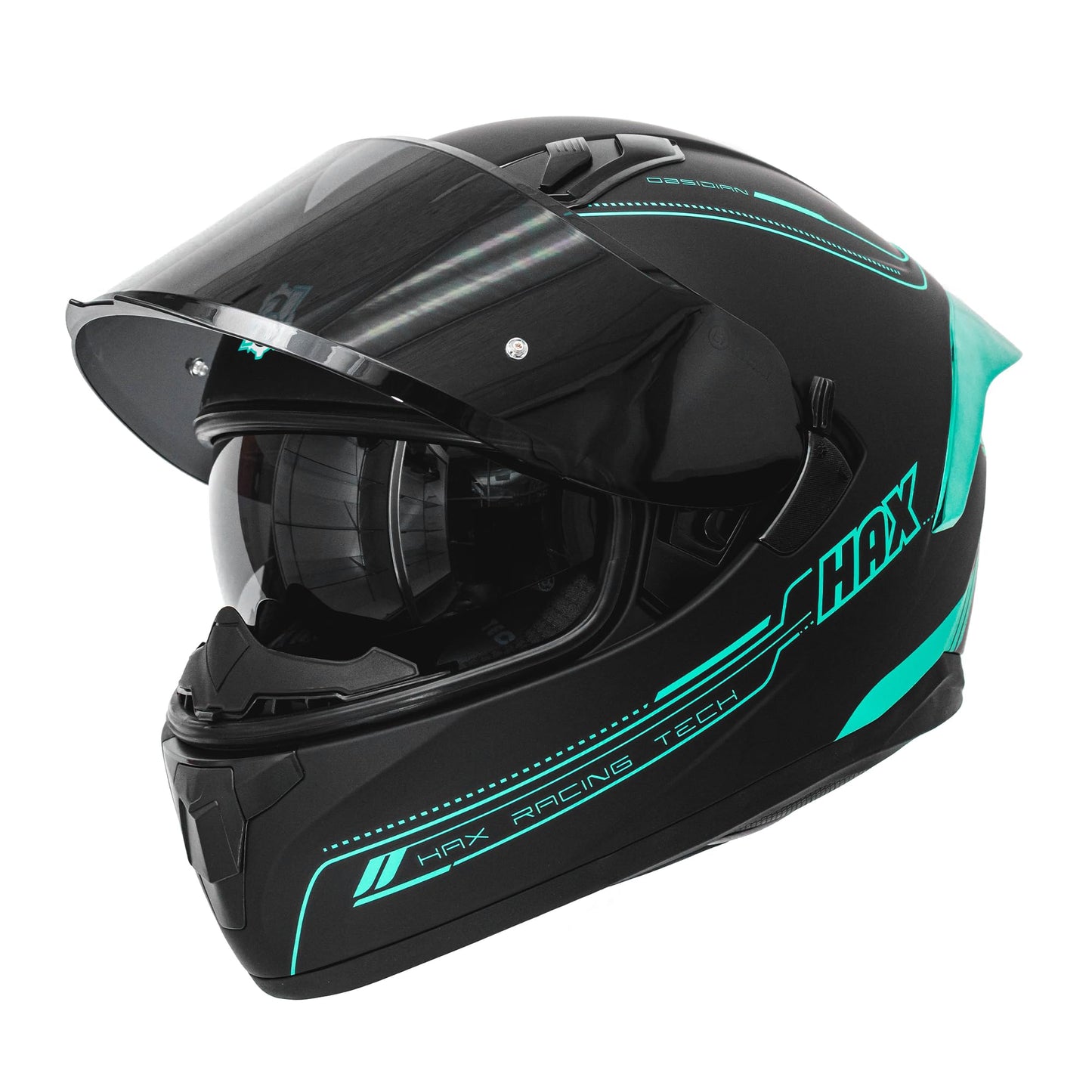 HAX Obsidian Full Face Dual Visor Adult Motorcycle Helmet for Motorbike Street Bike with Pinlock Ready DOT Approved Matte Black Gold L