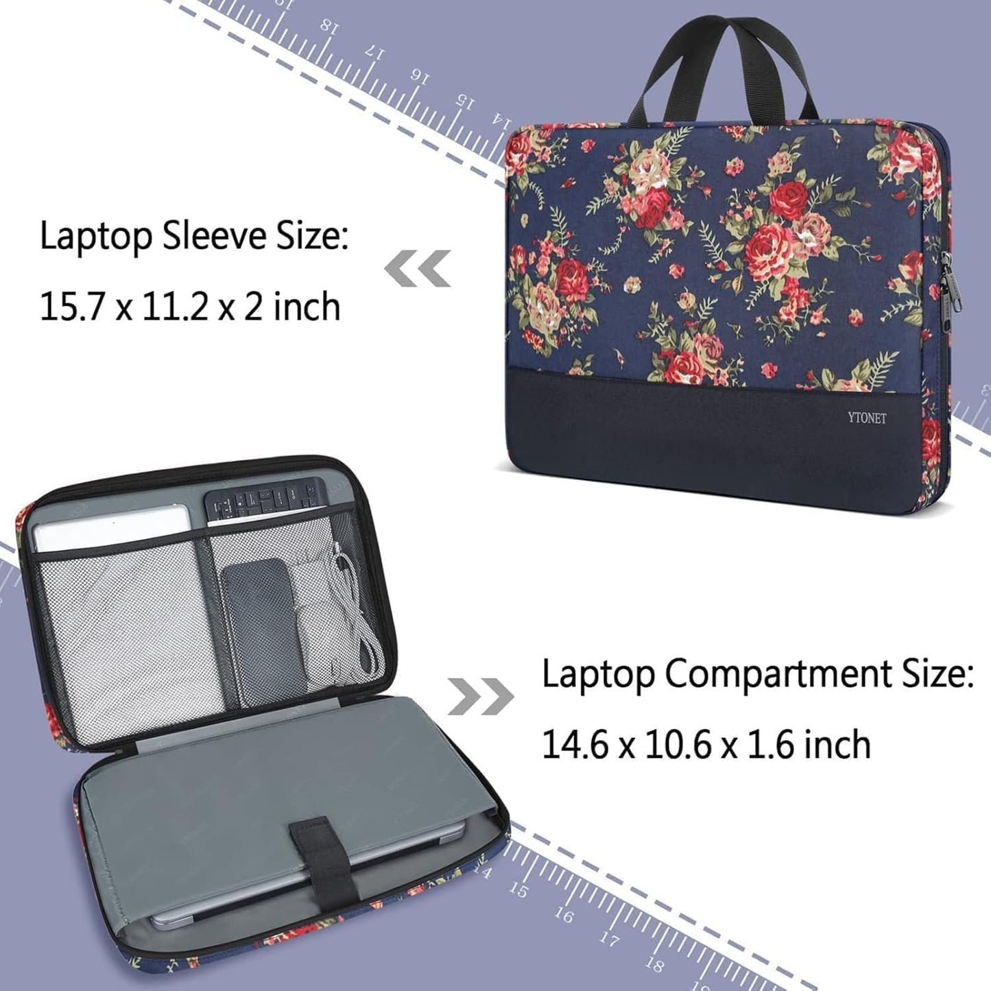 Funda para portátil Ytonet, bolsa para portátil TSA de 15.6 pulgadas, funda para portátil resistente al agua, bolsa de transporte para ordenador compatible con portátiles Lenovo, HP, Dell, Asus, regalos para hombres y mujeres, gris