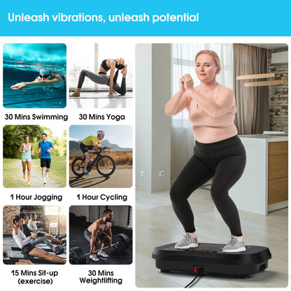 SoftGym Waver Vibration Plate Exercise Machine for Lymphatic Drainage Weight Loss,120 Speed Levels Vibrating Platform with Resistance Bands,Full-Body Workout Equipment for Muscle Activation