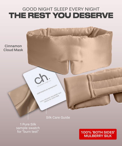 SUNDAYSILKS™ Exclusive Mulberry Silk Sleep Mask | Soft Eye Covers, Blackout Sleeping Mask for Women & Men | Silk Eye Mask for Sleep, Travel, and Relaxation | Antifaz para Dormir [Nude Champagne]
